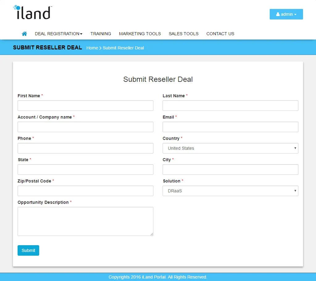 iLand Partner Portal screenshot